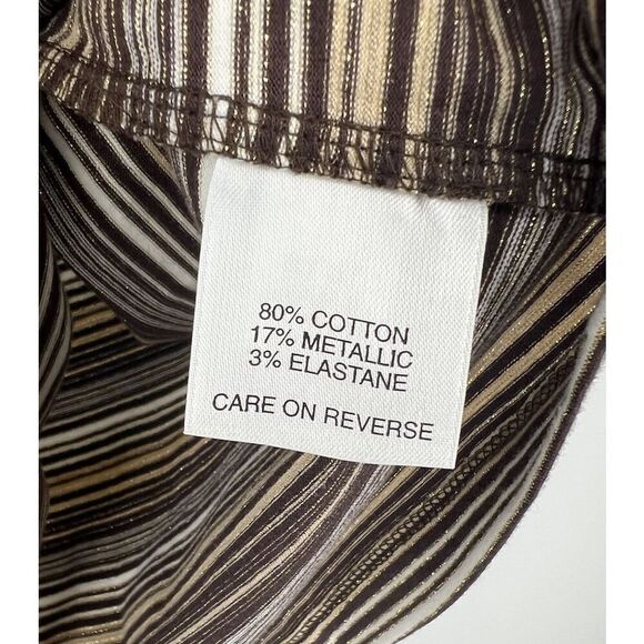 St. John Sport Size Small Brown Metallic Striped Sleeveless Knit Top Marie Gray - Picture 3 of 5